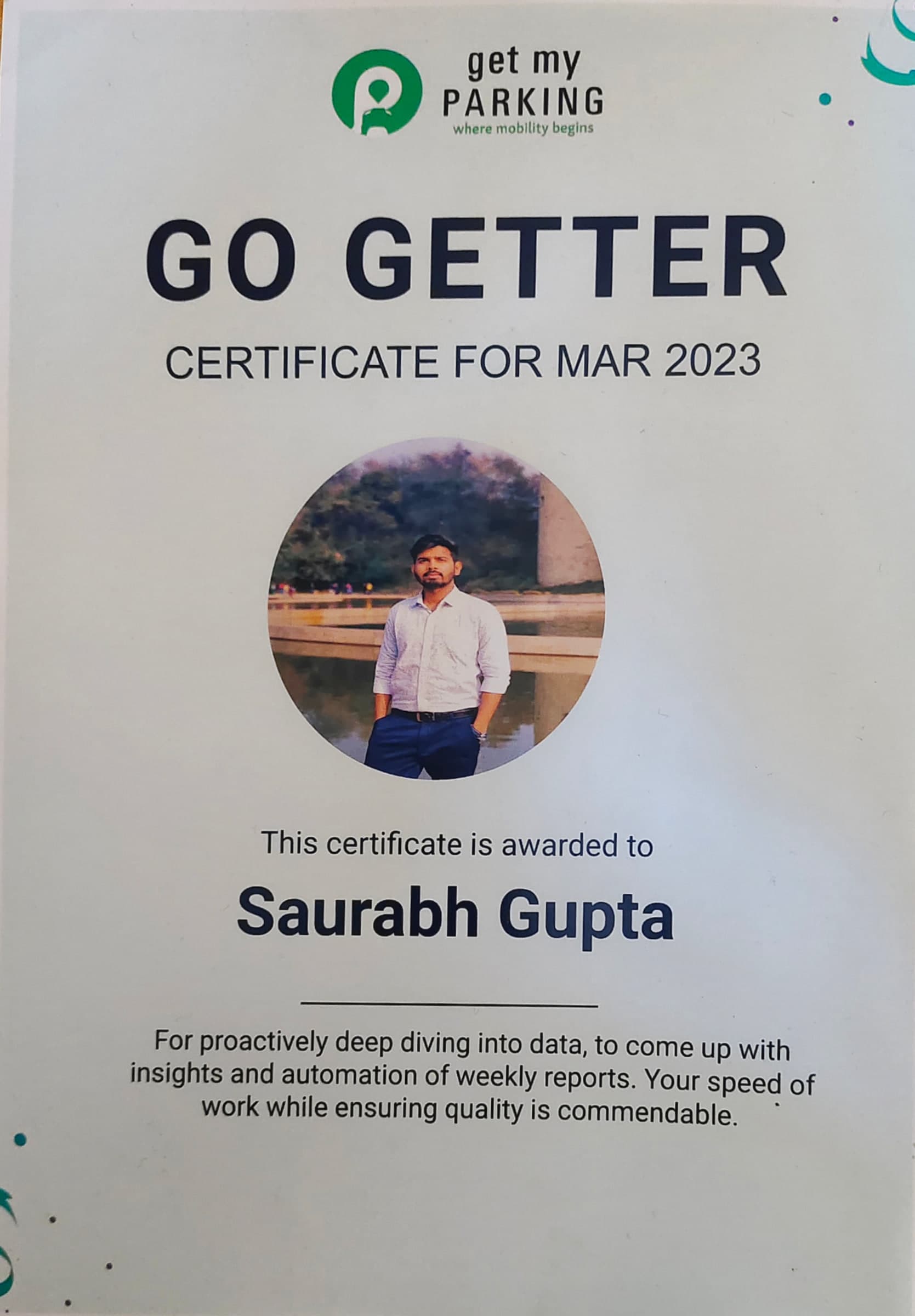 Go Getter Award, Get My Parking, 2023